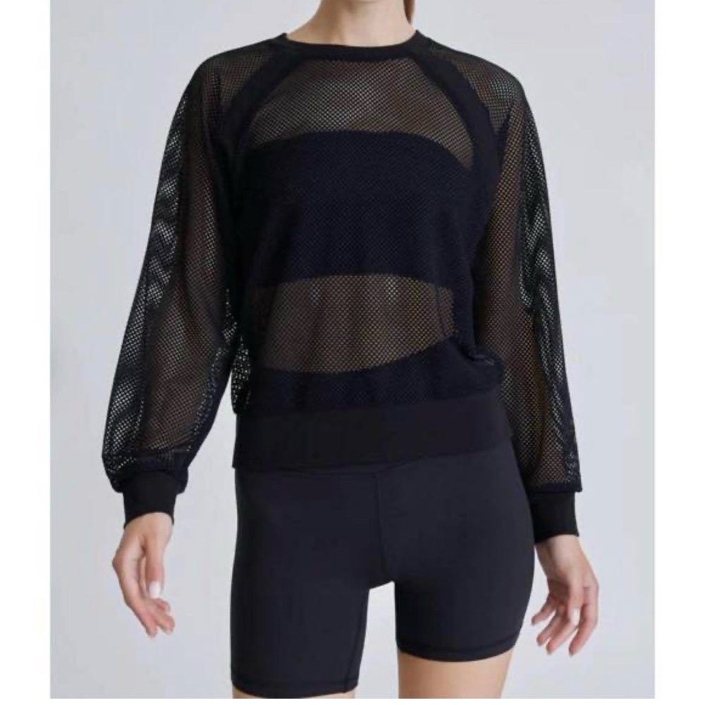 blanc noir Black Mesh Long-Sleeve Pullover